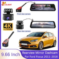 9.66 Inch Car Rear View Mirror Dashcam 4K For Ford Focus 2011-2018 Front View And Rearview Camera Monitor 1080P Auto Accessories