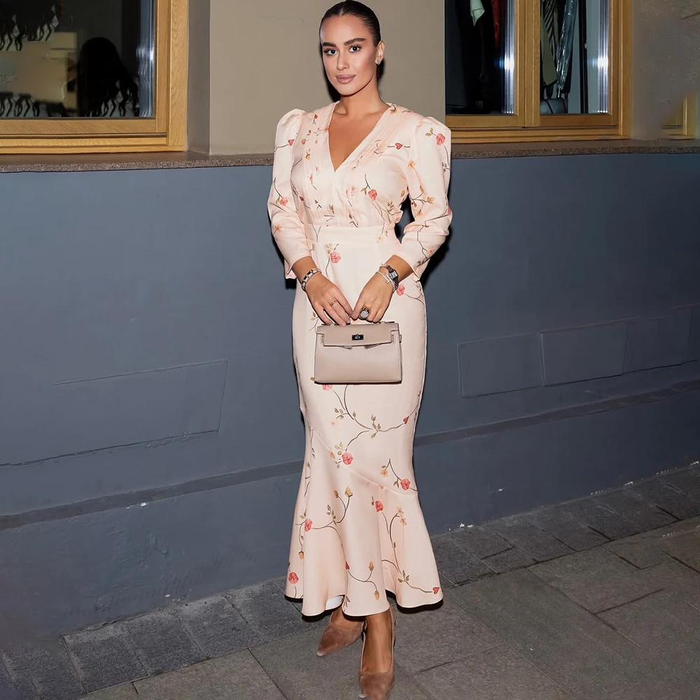 

Talenza Fashion Printed Dress Elegant Contrast Ruffle V-Neck Sexy Y2k Dress Luxury Vintage High Street Women Party Evening Dress