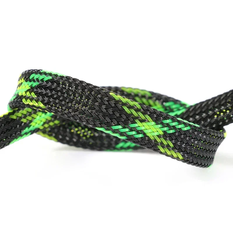 1~50m Black UV Green Yellow Cross PET Braid Sleeve 2/4/6/8/10/12/14/16/20/25/30mm High Density Snake Skin Cable Wrap Sheath