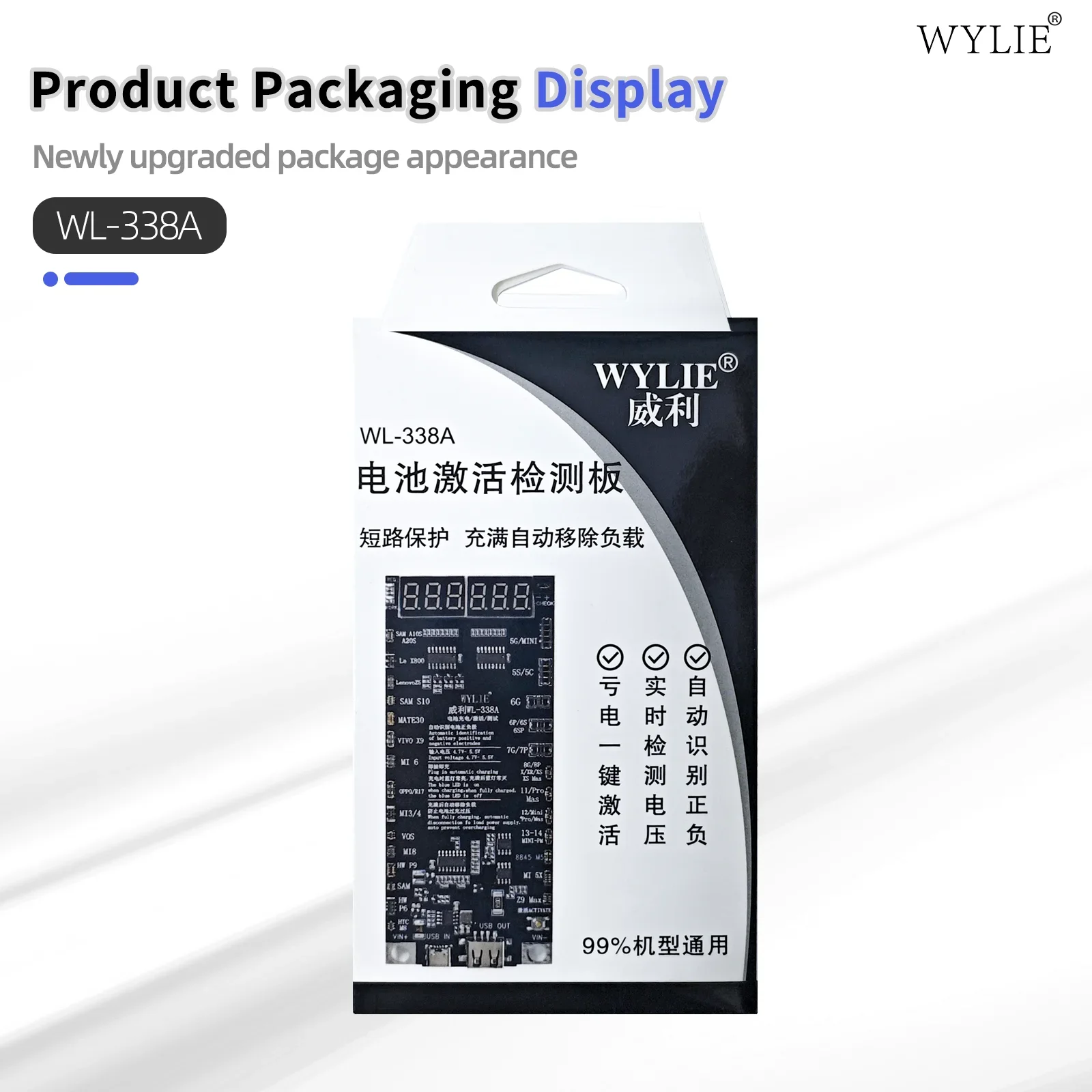 WYLIE WL-338A Smart Battery Activation Board Short Circuit Protection for IPhone 6-16ProMax Android Phone Battery Testing Tool