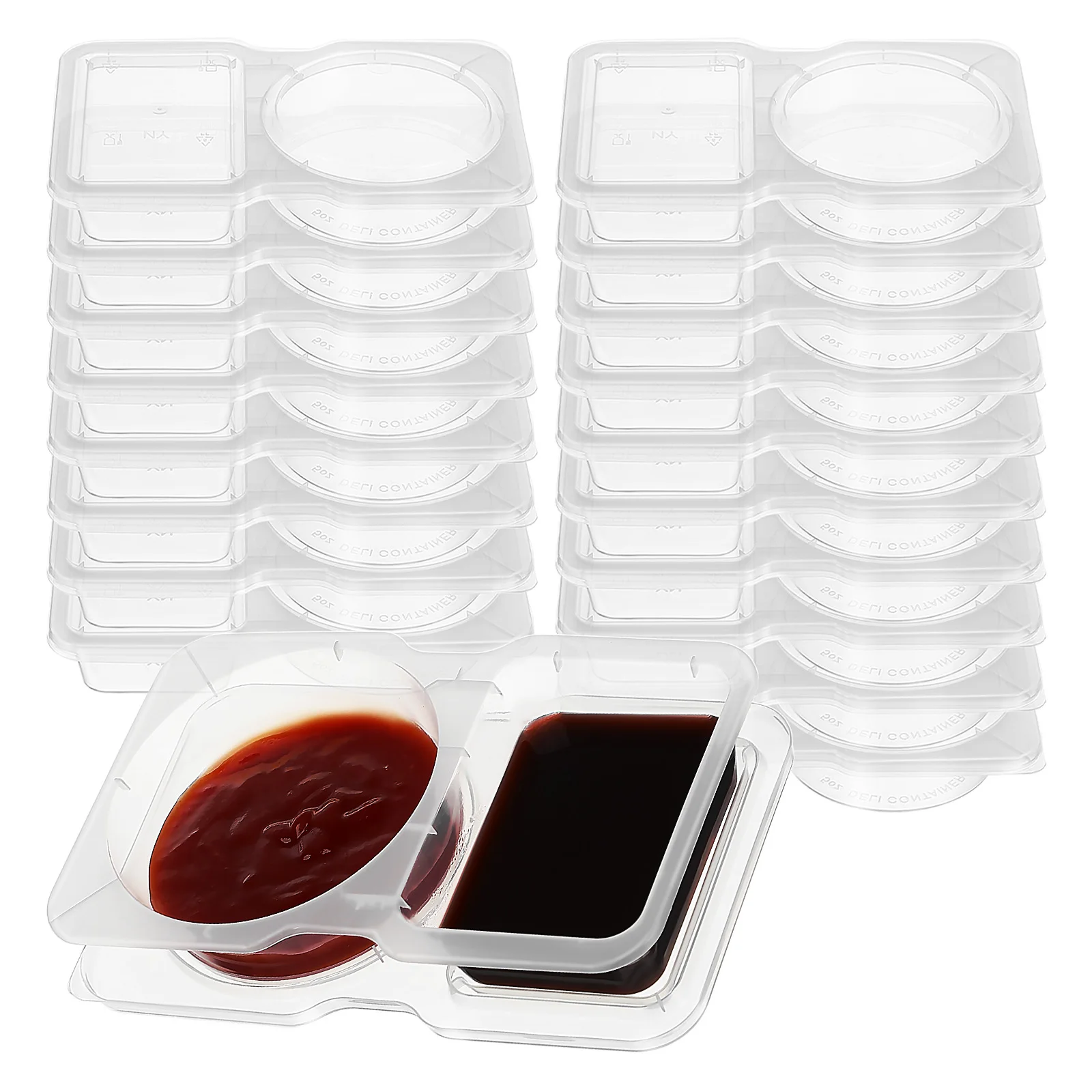 

20 Pcs Sauce Cups With Lids Disposable Condiment Containers Plastic Portion Cups Food Grade PP Travel Seasoning Boxes Dual