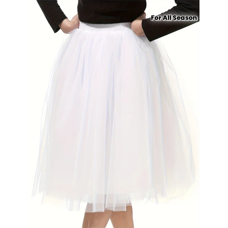 

Women'S Elegant Multi-Layered Tulle Ballet Skirt - Long Flowing Train with Ruffled Hem, Solid All-Season Ballerina Skirt Bal