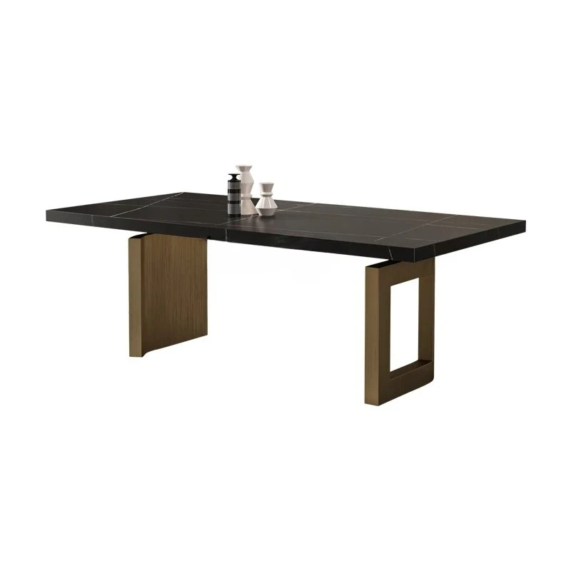 

Italian Style Light Luxury Stone Plate Dining Table Modern Simple Small Apartment Home Rectangular High-End