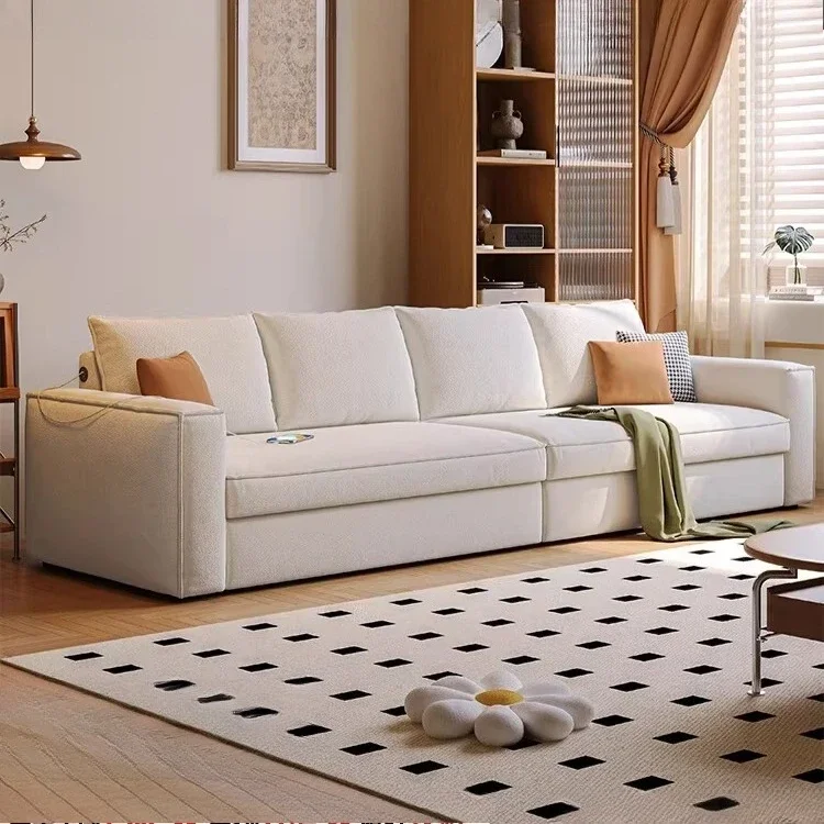 Cream wind fabric sofa bed folding dual-purpose multi-functional small apartment living room Internet celebrity double sofa retr