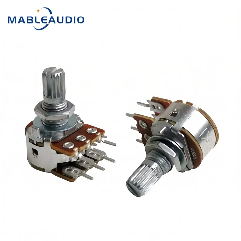 5PC A50K~A500K B100K Type16 6Pin Dual Stereo Potentiometer, Tube Amp Parts, HiFi Amplifier Volume Potentiometer for Audio DIY