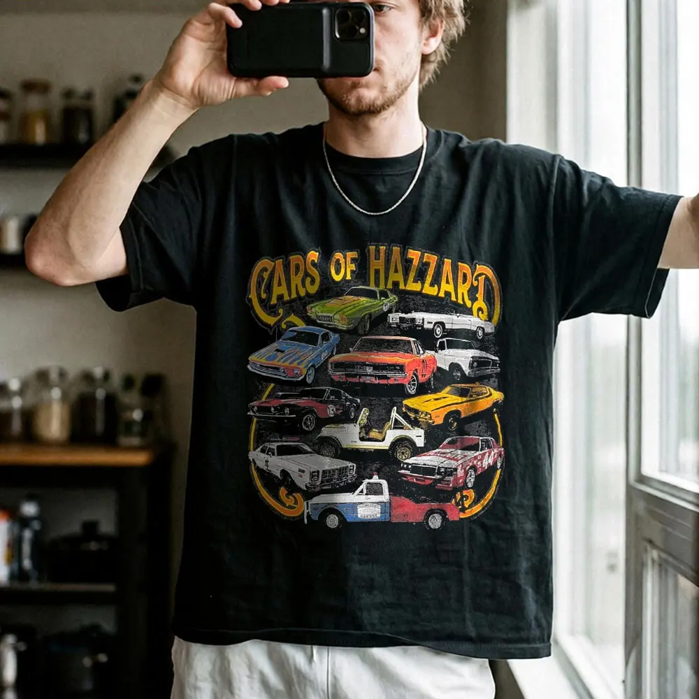Retro Dukes of Hazzard Vintage Hazzard County Racing Graphic T-Shirt General Lee 01 Muscle Car Tee Classic 80s TV Fan Gift Tops