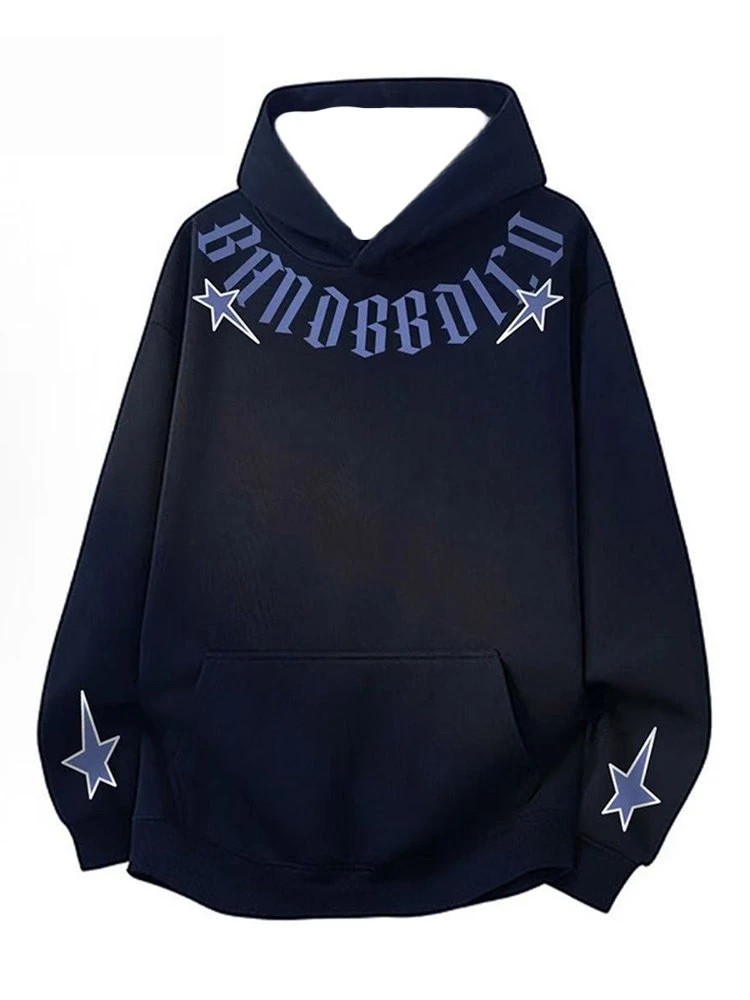 

2025 Autumn and Winter Leisure Sports Retro Trendy Brand Fun Letter Printed Hoodie Men's and Women's Top