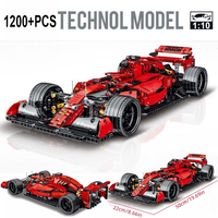 1200PCS Red Formula Racing Car Building Blocks Toy, 1:10 Ratio Hypercar Model Kit for Adults & Teens, Vehicle Gift for Boys Girl