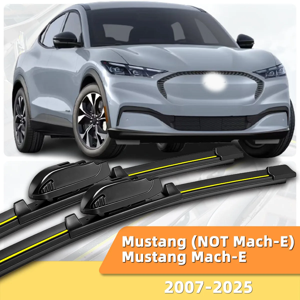 2 Stück Scheibenwischer für die Frontscheibe des Autos, geeignet für Ford Mustang/Mustang Mach-E (2007-2025), langlebige Wischer aus Naturkautschuk.