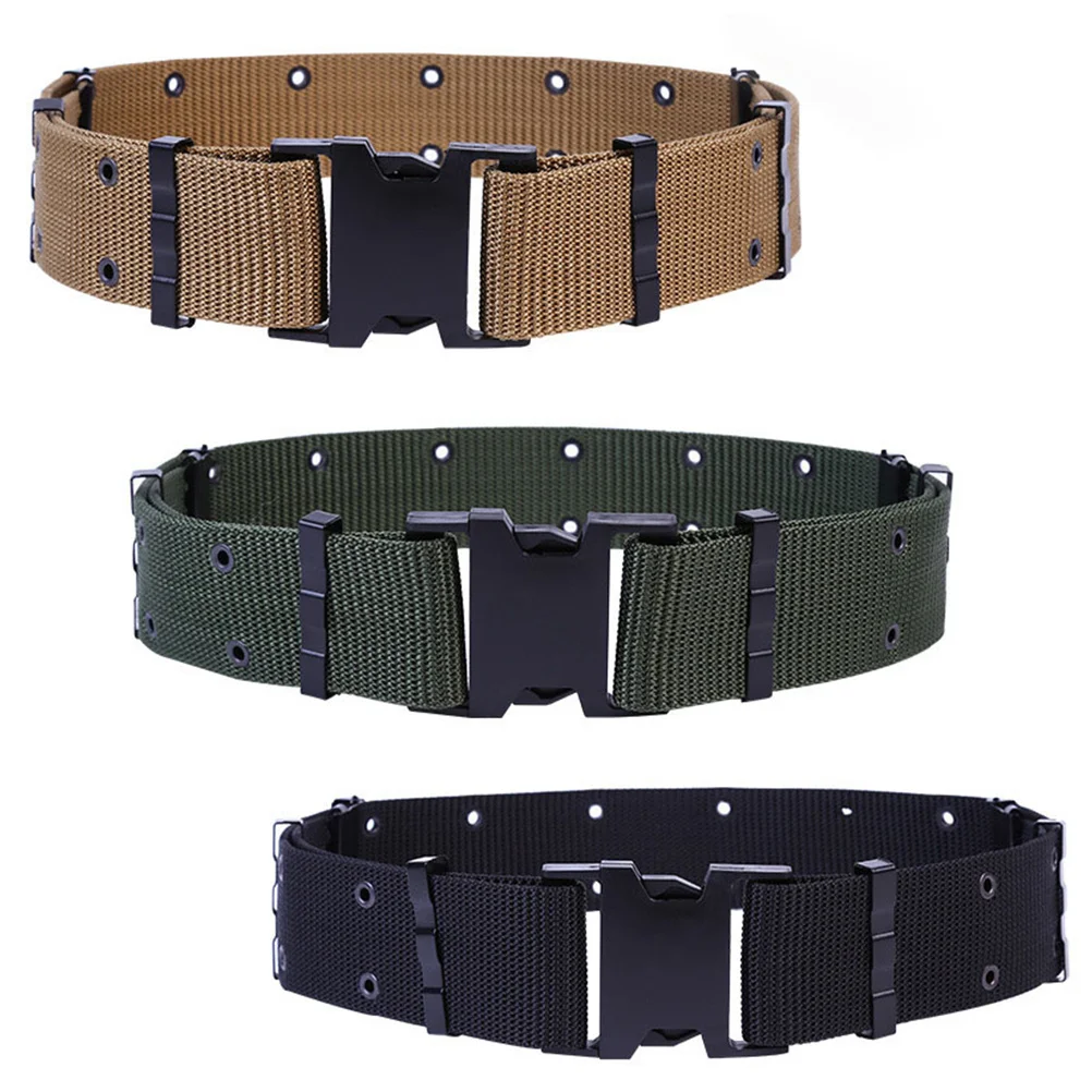 Man Casual Belt Black Canvas Adjustable Outdoor Waistband Men Armed Web Belt Durable Quick Release
