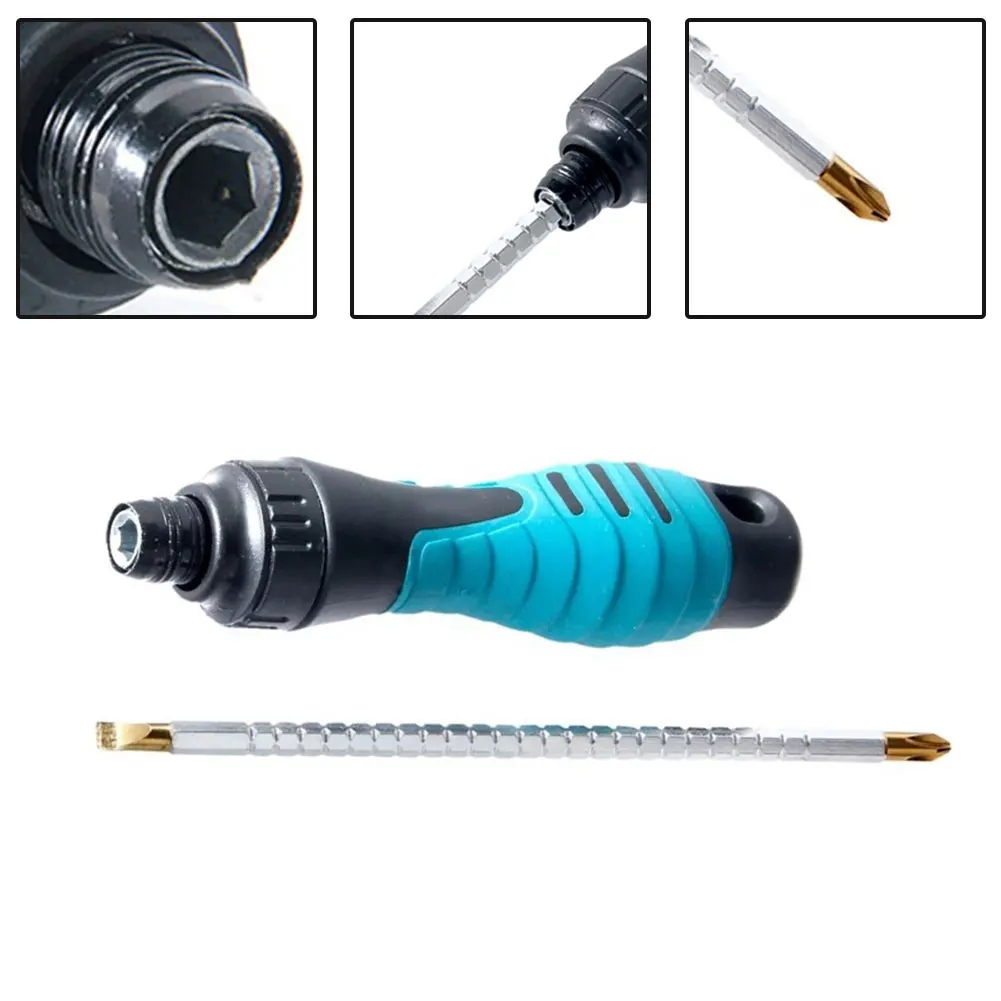 Adjustable Screwdriver Dual-end Slotted Cross Ratchet Screwdriver 6.35mm Screw Head PH2 SL6 Screwdriver Household Hand Tool