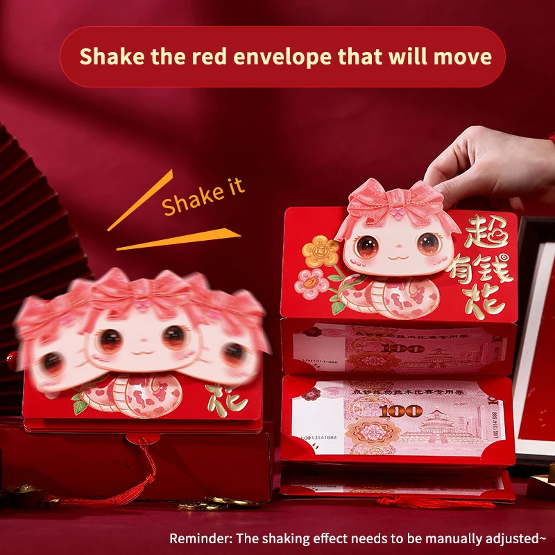 Cartoon Chinese New Year Thickened Folding Red Envelopes Snake Year Lucky Money Pockets Chinese Traditional Lucky Red Bags Gifts