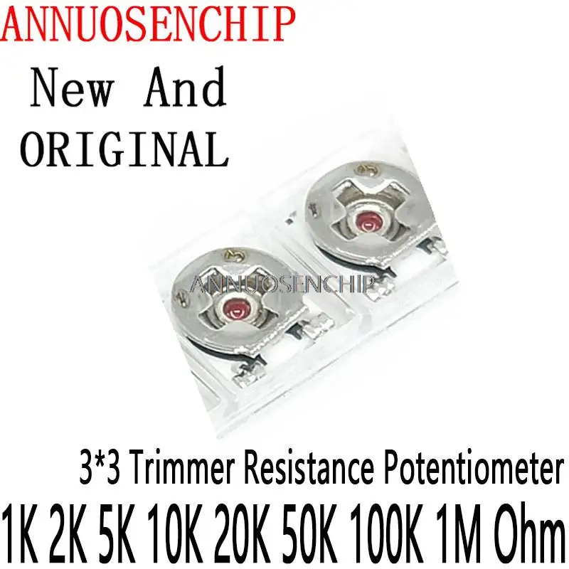 20PCS 3*3 Trimmer Resistance Potentiometer Trimpot SMD 3X3 Adjustable Variable Resistor 100 500 1K 2K 5K 10K 20K 50K 100K 1M Ohm