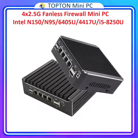 Intel Solid Firewall Fanless Mini PC i5-8250U N150 N95 Pentium 6405U 4417U 4x2.5G LANs DDR4 NVMe pfSense OPNsense Home Server PC