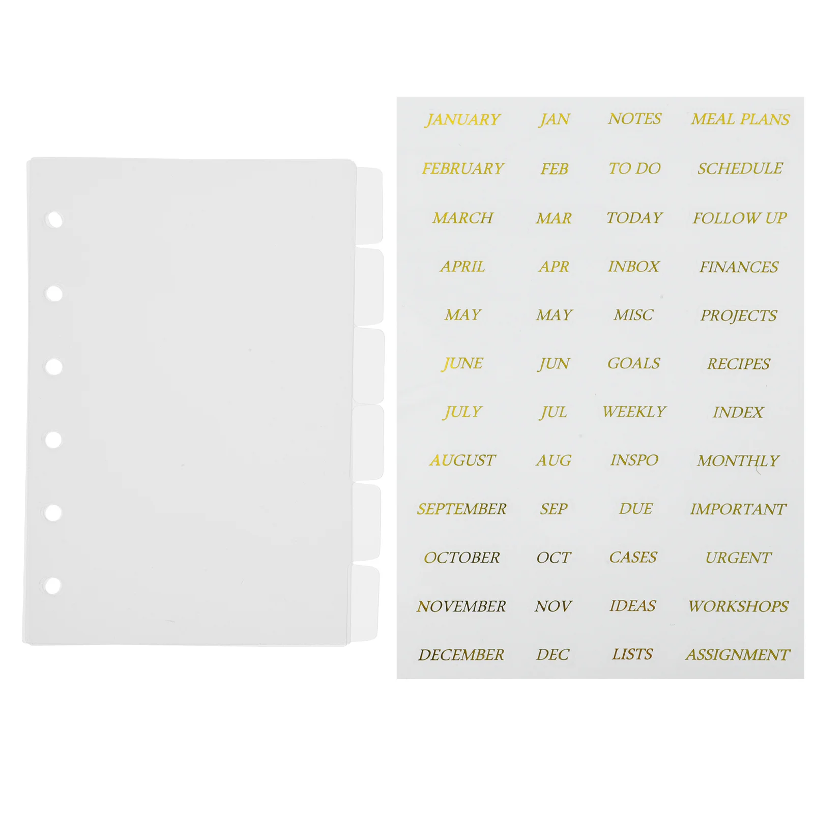 1 Juego de separadores de carpetas transparentes, protectores de páginas de 6 anillas para pestañas de cuaderno, divisor de plástico, accesorios para carpetas de páginas, separador de Bloc de notas