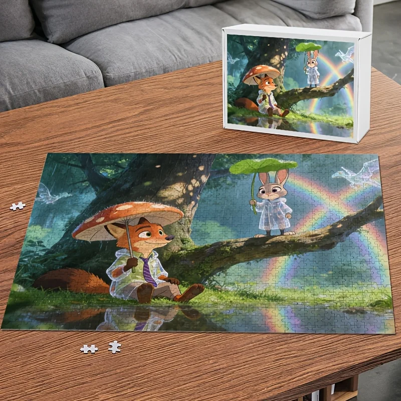 จิ๊กซอว์ภาพพิมพ์ลายดิสนีย์ ซูโทเปีย จูดี้ และ นิค ไวลด์ 1,000 ชิ้น - เกมในเมือง เหมาะสำหรับผู้ใหญ่ และ กิจกรรมสร้างความสัมพันธ์ในครอบครัว, ฤดูใบไม้ผลิ S