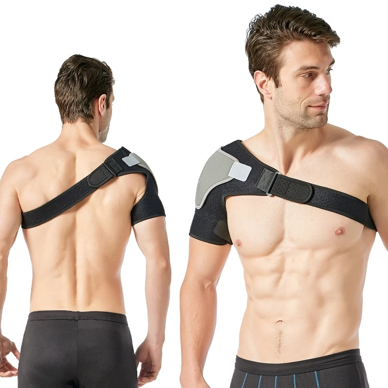 Adjustable Gym Sports Care Single Shoulder Support Back Brace Guard Strap Wrap Belt Band Pads Black Bandage Men & Women