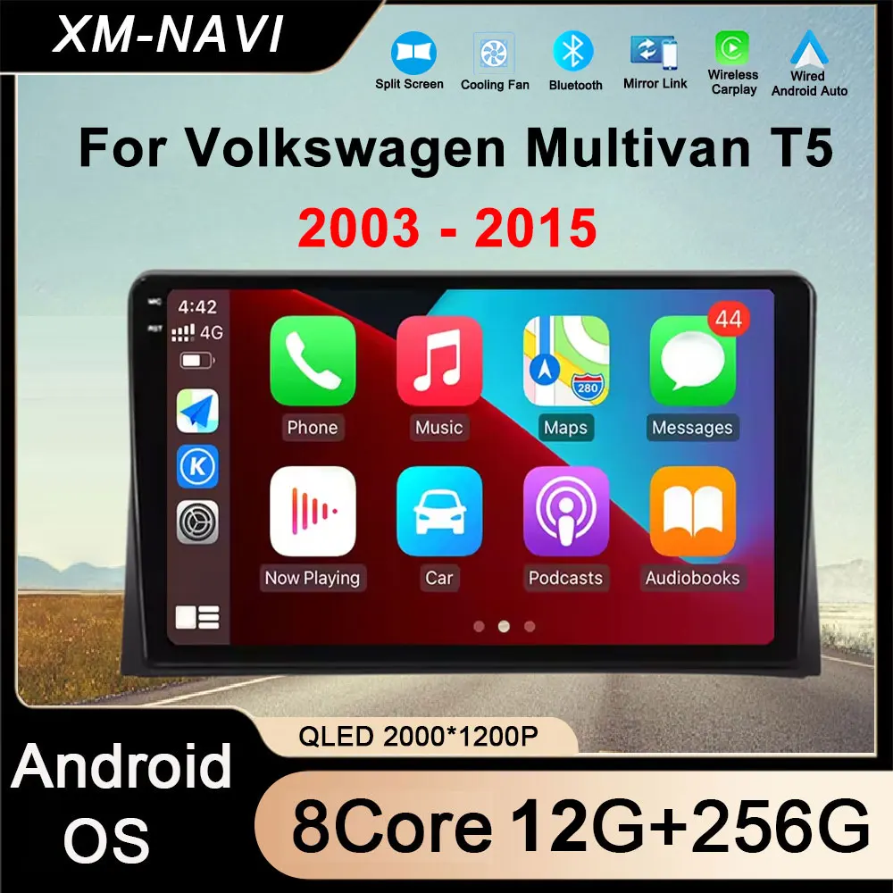 Android OS Carplay For Volkswagen VW Multivan T5 2003 2004 - 2015 Car Radio Auto Stereo Multimedia Player Navigation QLED DSP 4G