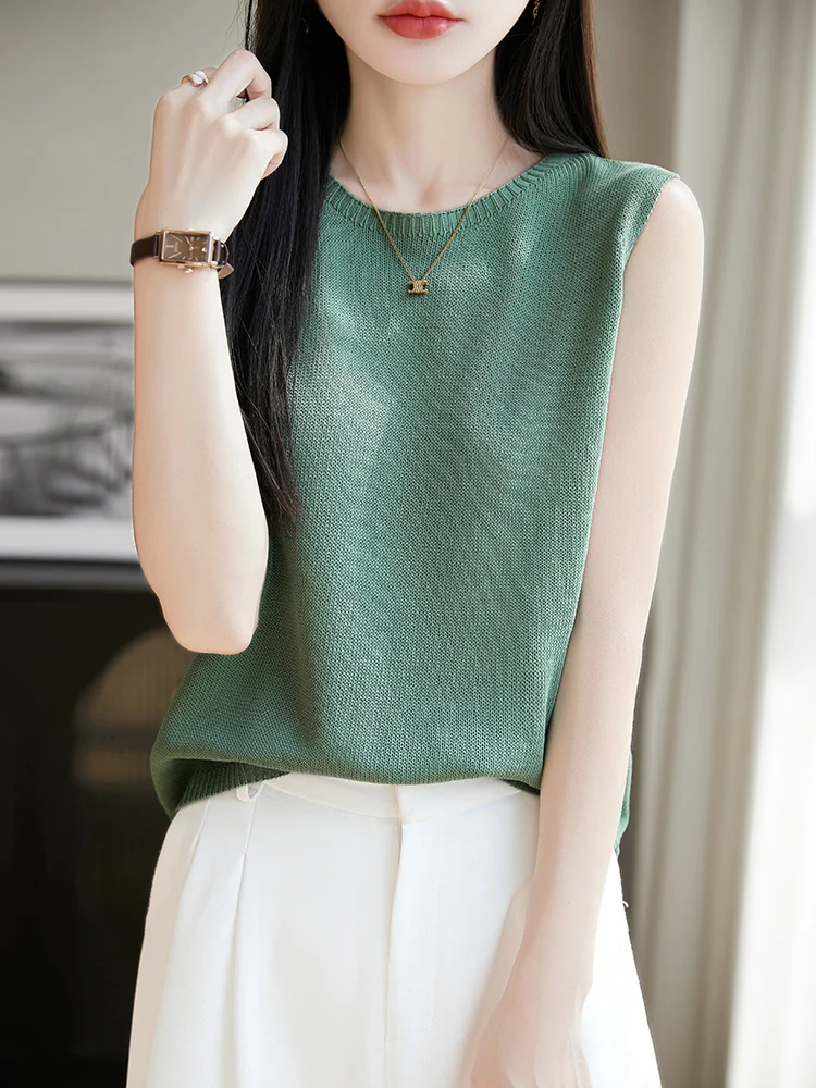 

Летний новый льняной вязаный жилет Ne Svel, женский повседневный тонкий жилет из ледяного шелка, модель Sve Base irt