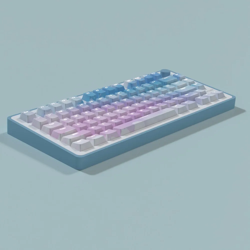 

132 Keys Sky Gradient Theme Keycap Front/Side Engraved Translucent Characters Complete Set for Mechanical Keyboard Caps