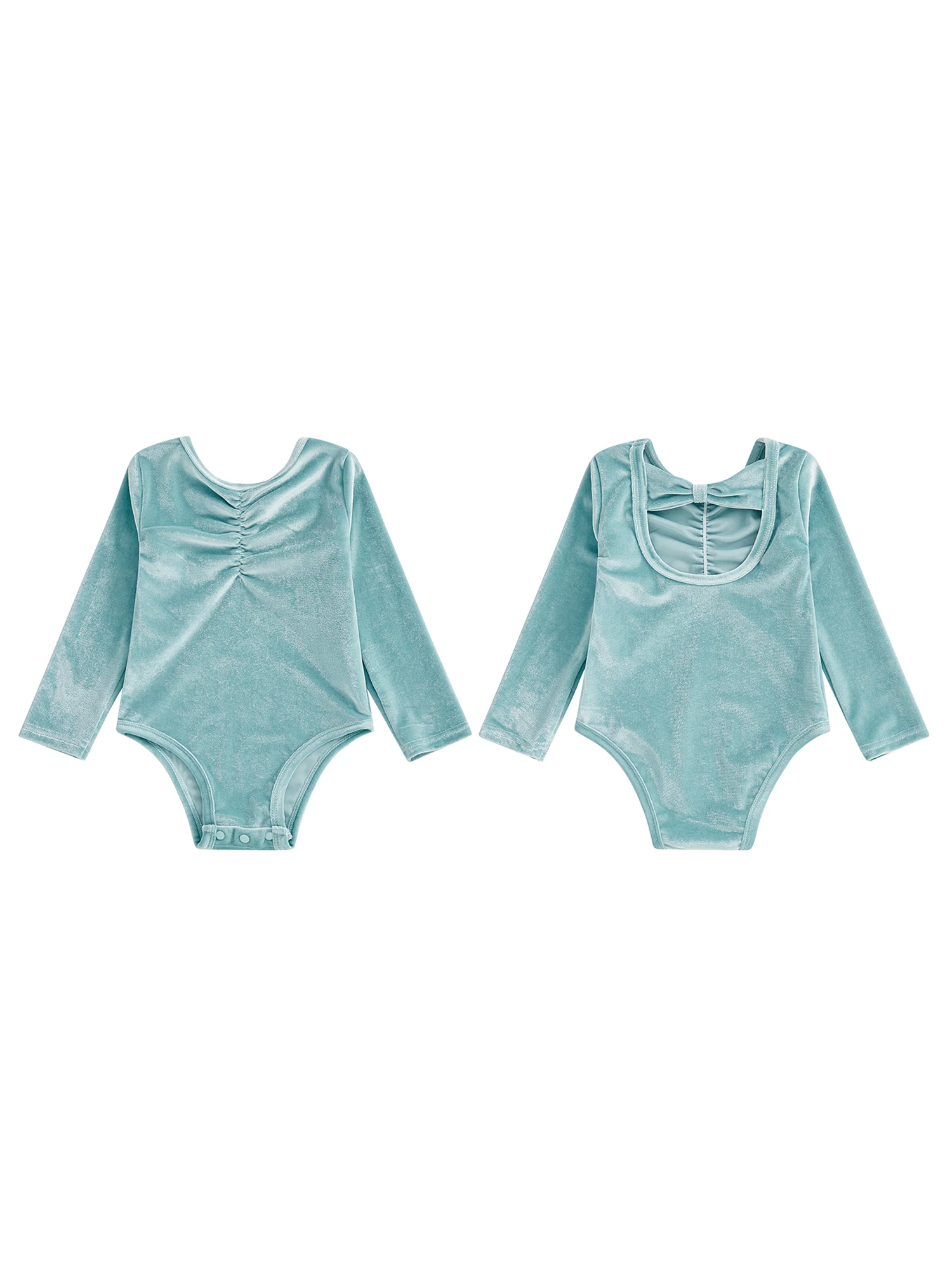 رائعتين طفلة رداء رقص الباليه بأكمام طويلة وفتحة رقبة على شكل حرف V في ثوب فضفاض للرقص أنيق بلون واحد للراقصات الصغار #3