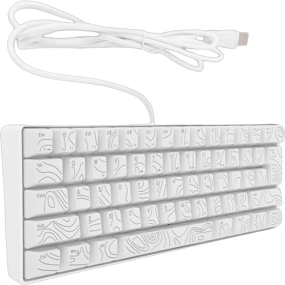 61 Keys Wired Gaming Keyboard 60% RGB Backlit Ergonomic Gaming Keyboard USB Connection Contour Line Design Keyboard For Laptop