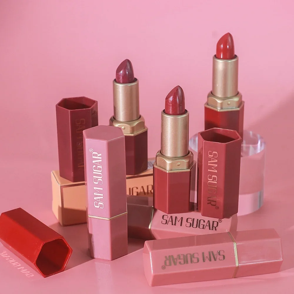 Rossetto a tubo con barra d'oro a 6 colori - Glitter perlescenti di diamanti per trucco labbra rosa a lunga durata non appiccicoso ad alta lucentezza