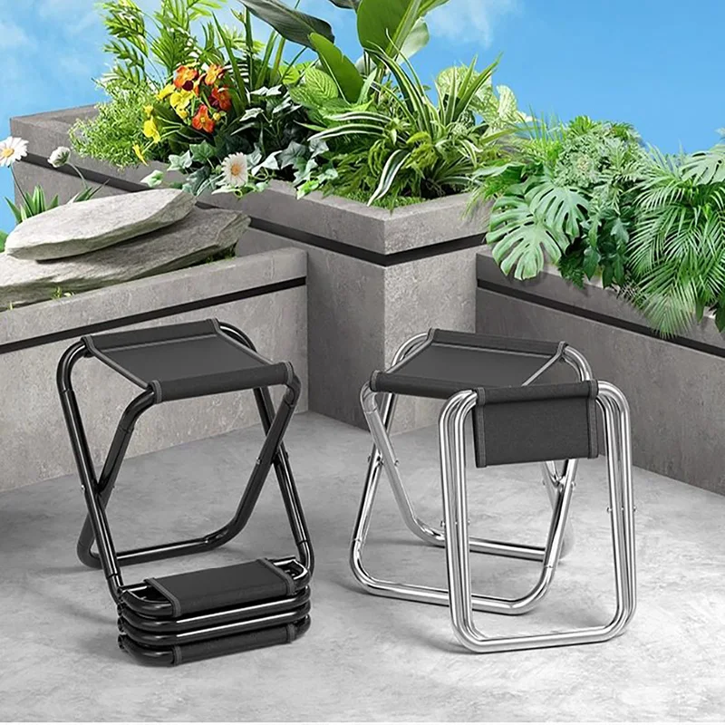 1PCS Outdoor Folding Stool Portable Fishing Chair Mini Small Stool Train Pony Tie Stool Camping Simple Folding Chair Hardware