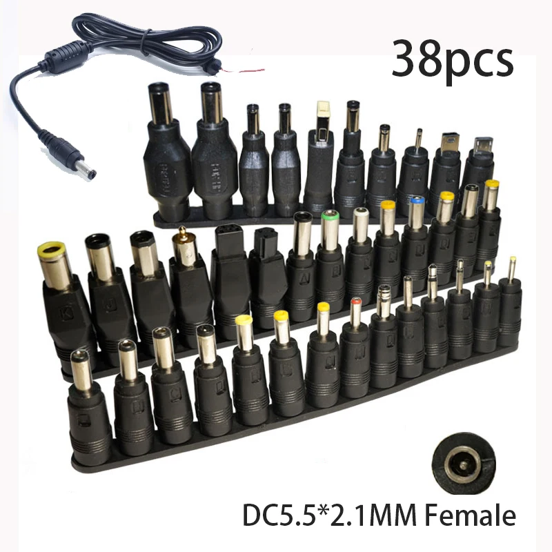 

38pcs Universal 5.5mmx2.1mm DC AC Power Adapter Tips Connector Kits for Lenovo Thinkpad Laptop Power Supply Plug Jack Sets