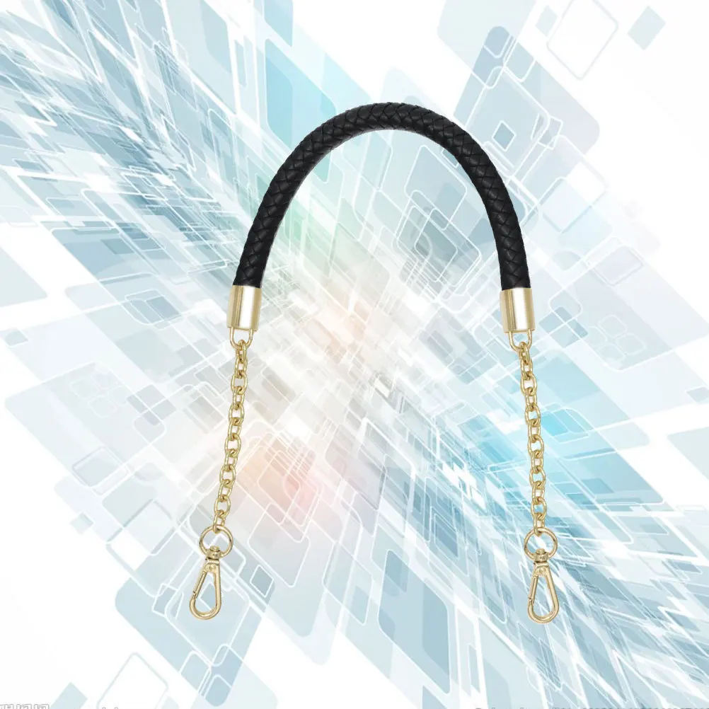 

PU Handbag Handles Strap Thickened Black Metal Chain Buckle Replacement Tote Band Strap DIY Replacement Handbag Handle