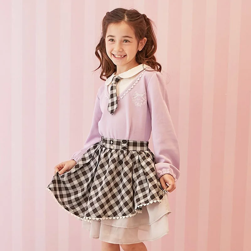 

Классические асимметричные юбка-брюки в клетку с высокой талией для девочек, весенняя коллекция, элегантные, для повседневной носки, из полиэстера, короткие