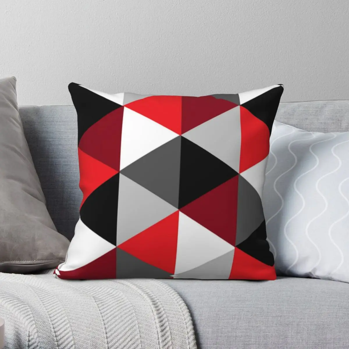 

Red Black White Triangle Square Pillowcase Polyester Linen Velvet Creative Zip Decorative Pillow Case Room Cushion Cover