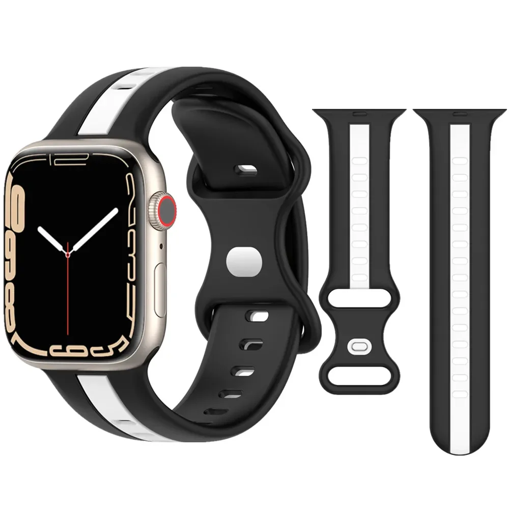 Soft Silicone Strap for Apple Watch Band Ultra 2 49mm 42 46 45 41 40 44 38mm Bracelet iWatch Series 12 11 10 9 8 7 6 5 4 3 SE
