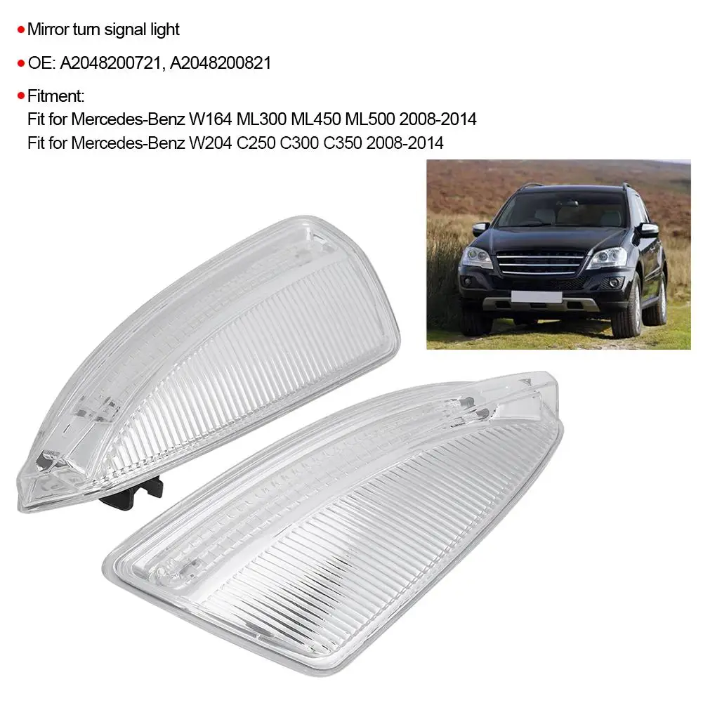 Pasangan Lampu Sinyal Belok Kaca Spion A2048200821 Cocok untuk Mercedes Benz W164 ML300 ML450 ML500 W204 C250 C300 C350 0814