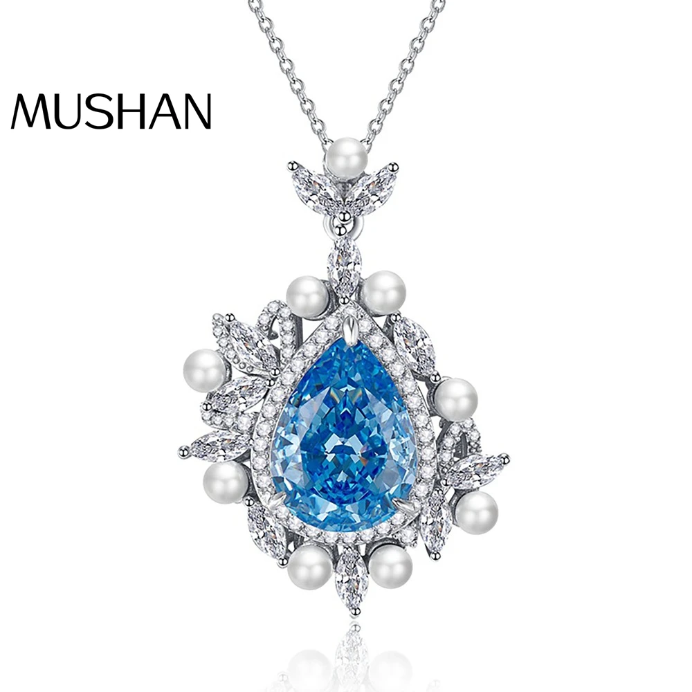 

Ювелирные изделия MUSHAN: Новое ожерелье из серебра 925 пробы с подвеской в форме сердца океана 14,5 карат для женщин, с 11-15 грушевидными подвесками-каплями