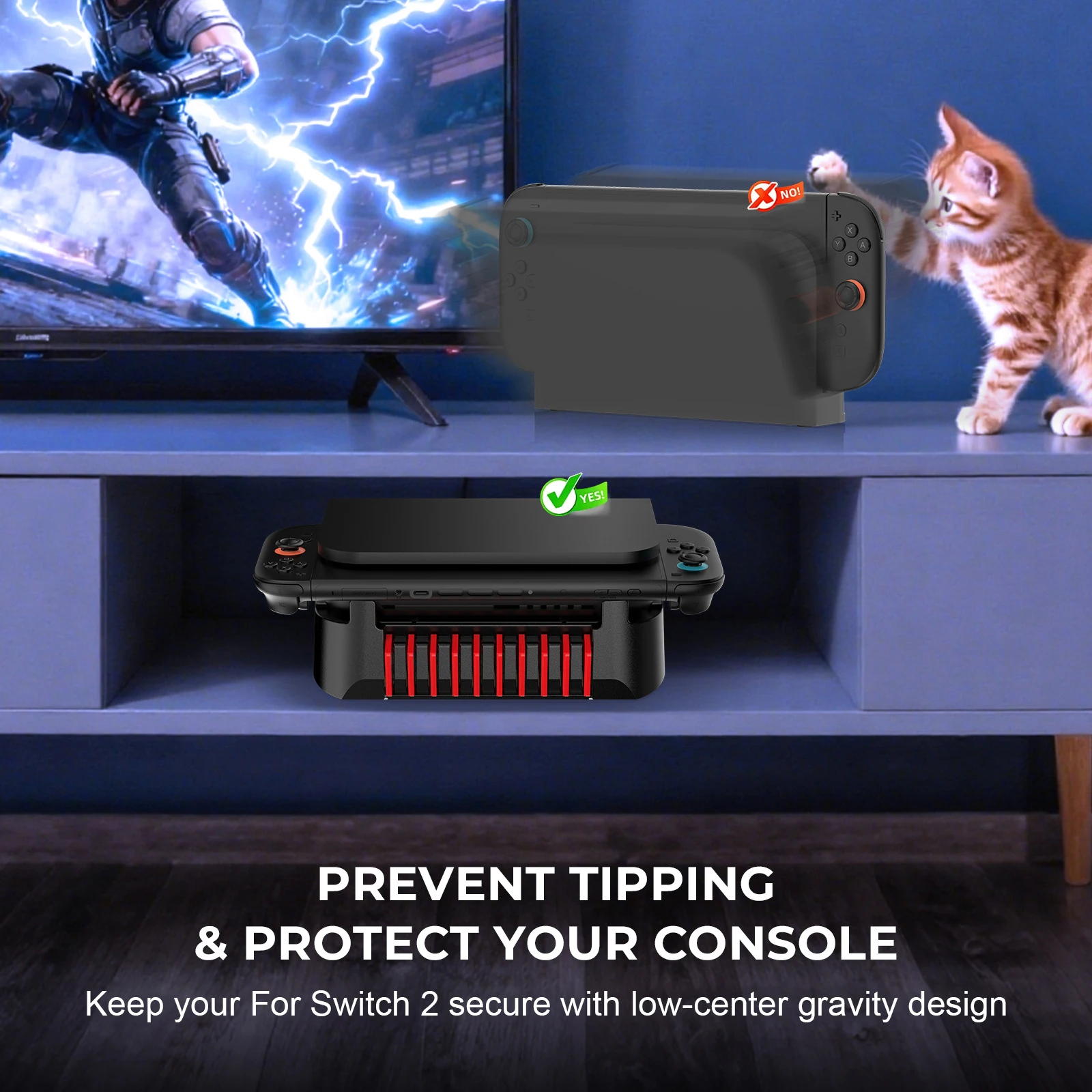 

Game Console Horizontal Base Stand for Switch 2 Game Console Holder Storage Stand Accessories for Switch/OLED