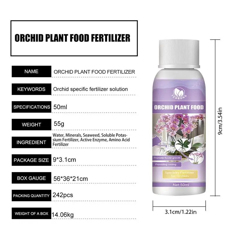 Orchid Liquid Fertilizer Agent Potted Plant Food Supplement Plant Roots Nutrient 50ml Plant Growth Enhancer Garden Supplies