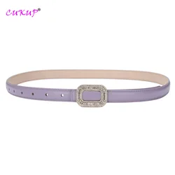Real Genuine Leather Slide Buckle Belts for Women 1.9cm Wide