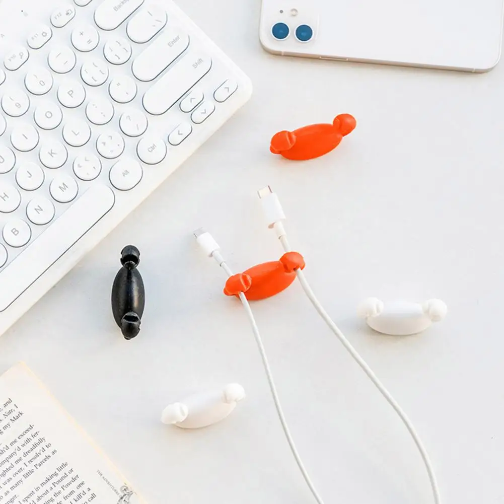 귀여운 만화 게 케이블 정리함 클립, 홈 오피스 책상용 정리정돈 접착 코드, 휴대폰용 정리함 거치대