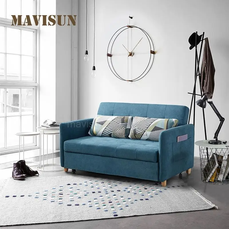 Fabric Sofa Bed Multifunctional Foldable Telescopic Simple Living Room Small Apartment Folding Sofa Dual-Purpose Nordic Style