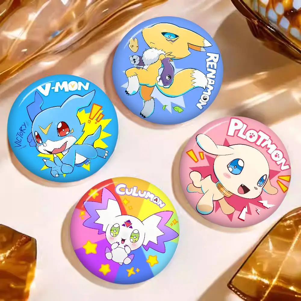 D-Digimon Adventurous-Nostalgic Creative Pins Funny Round Snap-in Brooch Badge Backpack Hat Accessories Jewelry Gifts for Friend
