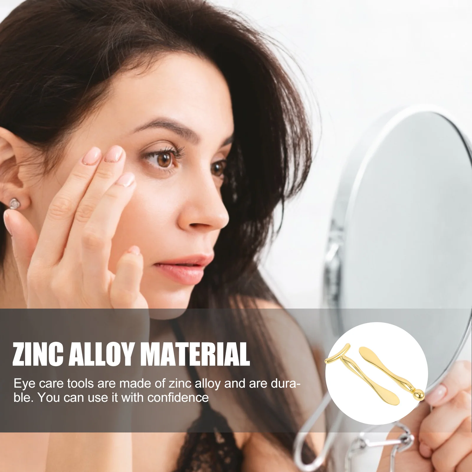 2pcs T Shape Cream Stick Set Zinc Alloy Eye Applicator Spatula Roller Tool For Facial Care Anti Puff Eye Roller Beauty Spoon