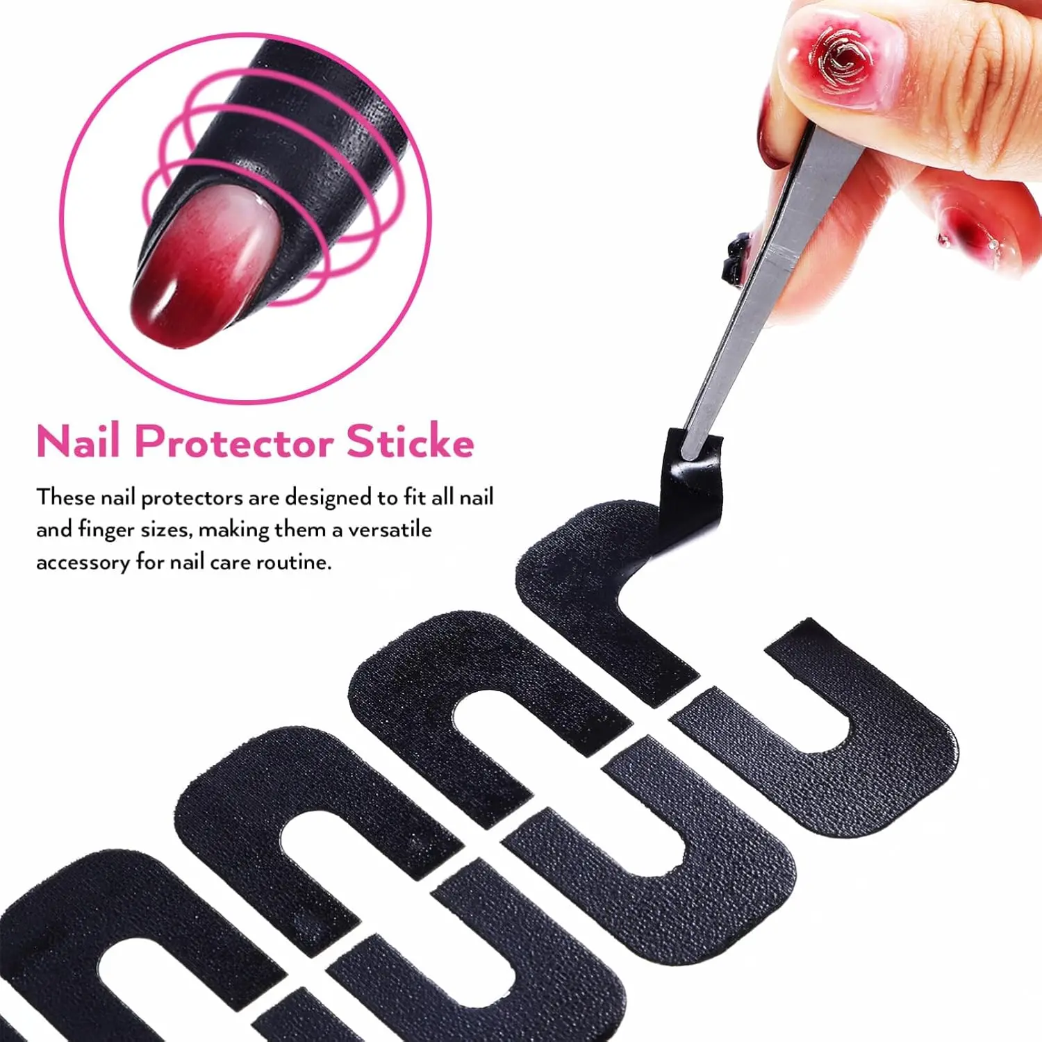 50pcs U-Shaped Nail Protector Stickers Disposable Nail Polish Anti-Overflow Stickers Nail Protectors for Gel Polish Fingers