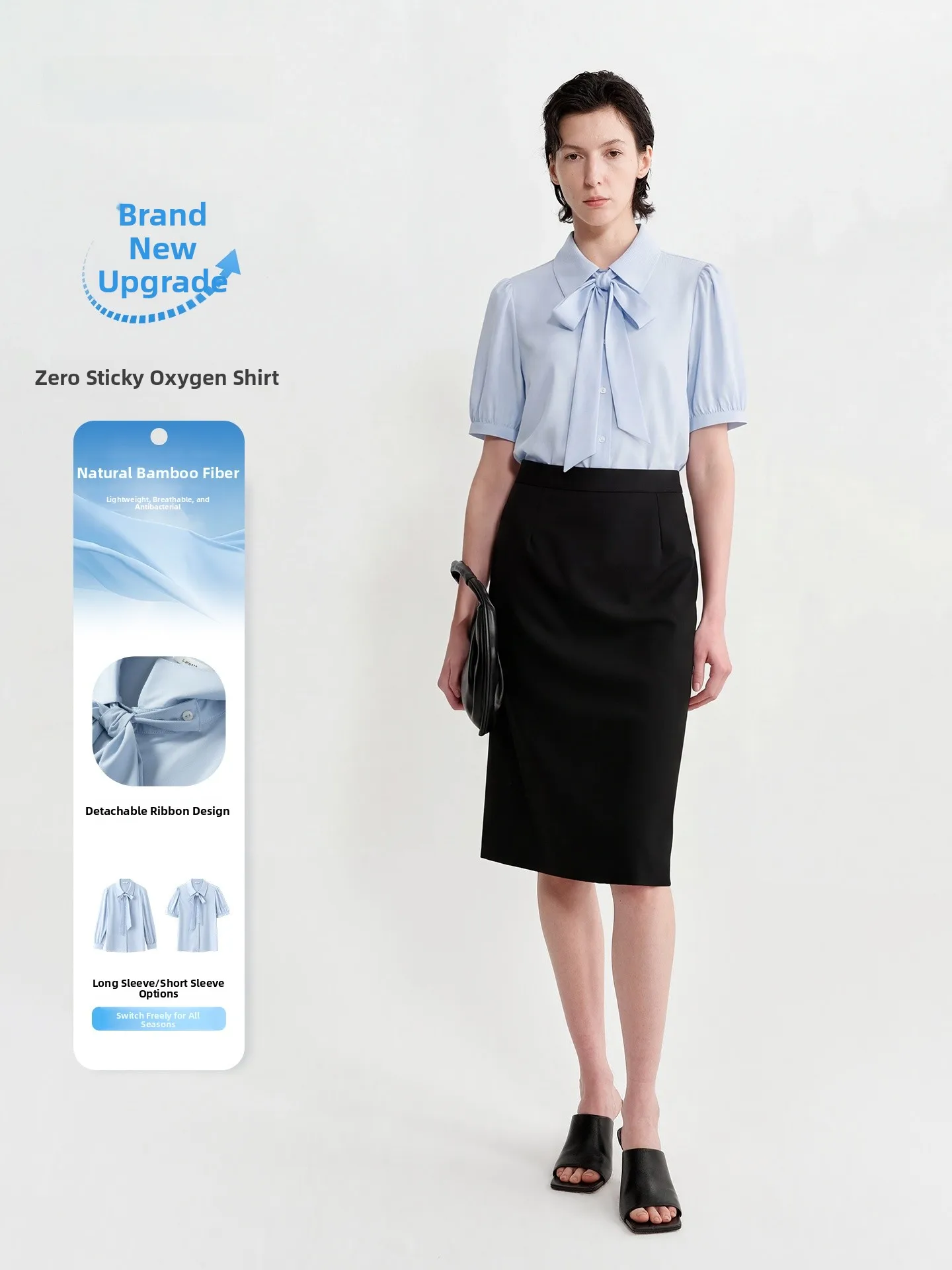 

Professional Blue Short Sleeve Shirt Women's Commute Career Interview Set White Collar Elegant Business Women's Suit