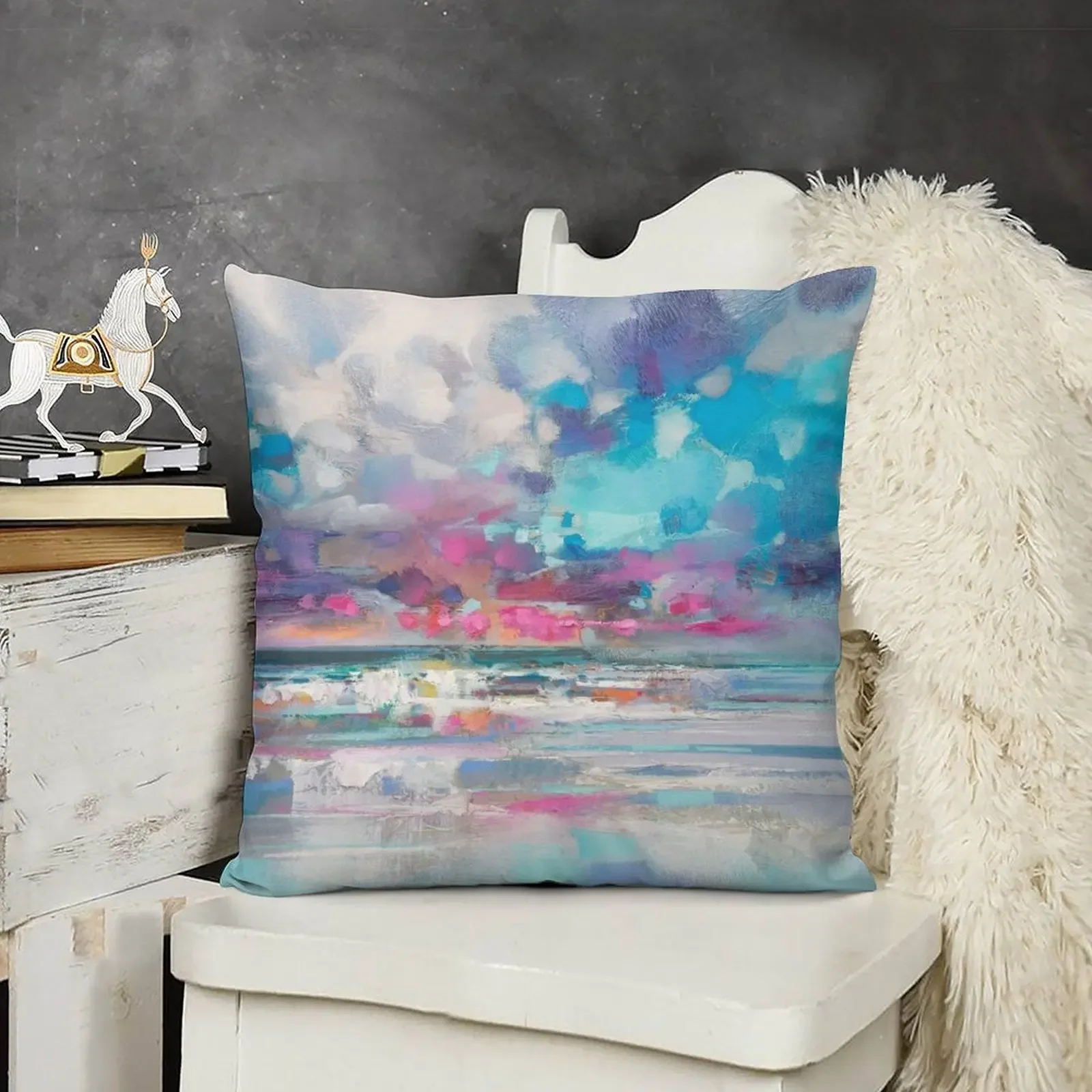 Atlantic Magenta Throw Pillow Decorative Pillow Covers For Sofa Marble Cushion Cover christmas decorations 2025 pillow