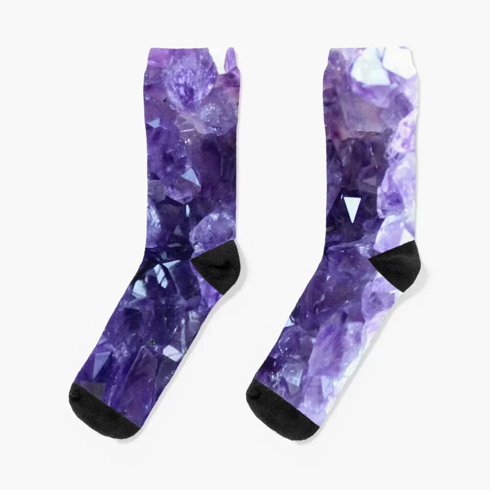 

Raw Amethyst - Crystal Cluster Socks warm winter loose Socks Men Women's