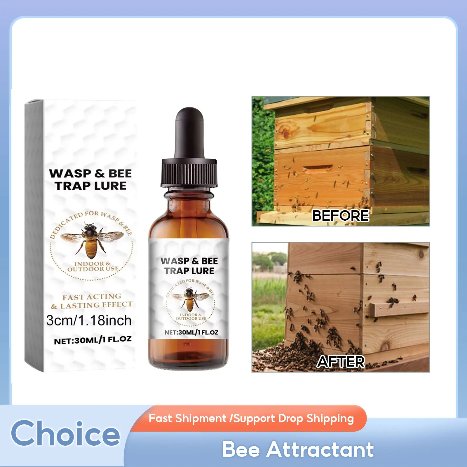 

Bee Attractant Lure Bee Queen Pheromone Catching Bait Swarm Lure Beekeeping Attract Bait Swarm Commander Honeybee Trap Liquid