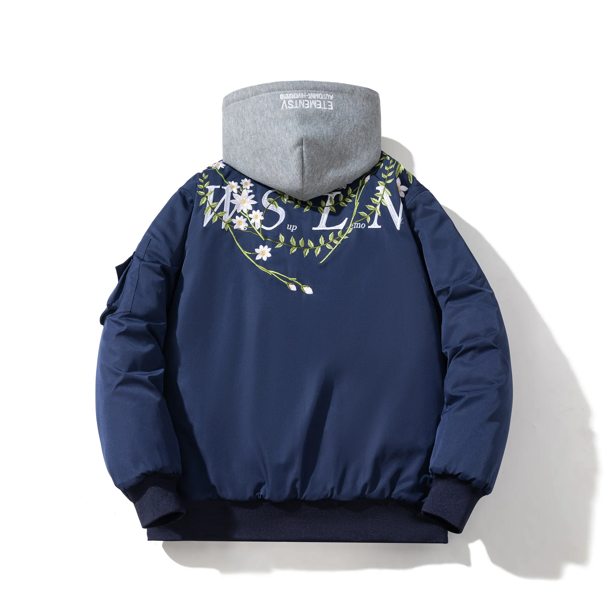 Winter American Retro Floral Embroidery Thickening Baseball Cotton-Padded Jacket Men's Couple Clothes Coat Pilot