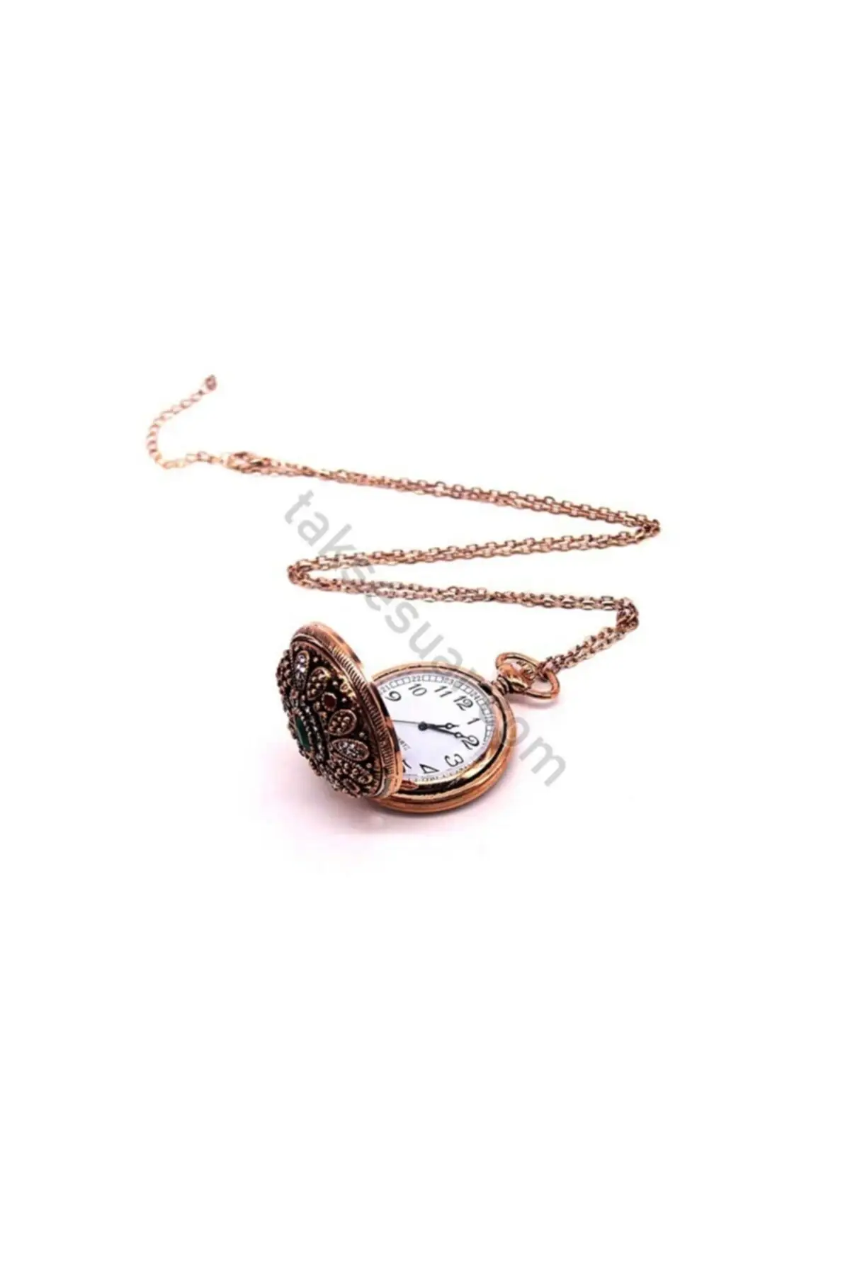 Uras Necklace Cubic Zirconia Flower Looking Köstekli Vintage Watch Men Women