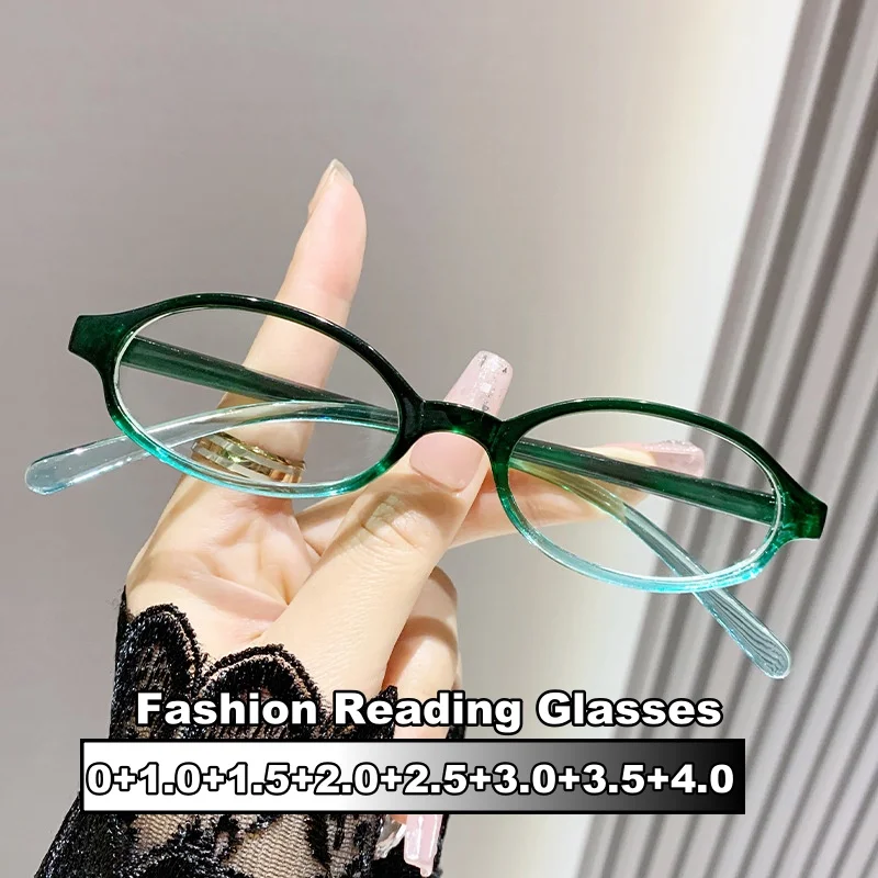 

Unisex Small Oval Reading Glasses Fashion Men Women Anti-blue Ultralight Far Sight Eyewear Diopters Retro Presbyopia for Ladies